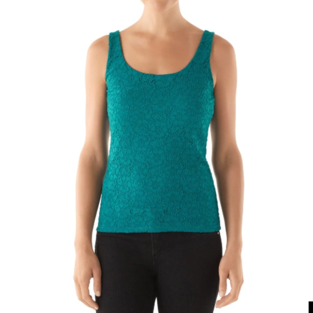 White House Black Market Lace Tank Teal Green S